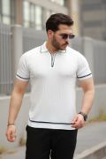 Erkek Fermuarlı Yakalı Kısa Kollu T-shirt resmi
